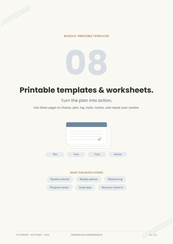 Routines Practical Pack opening page introducing printable tools for planning, tracking and reviewing a routine.