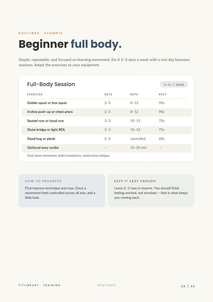Training eBook page with ready-to-use routine examples.