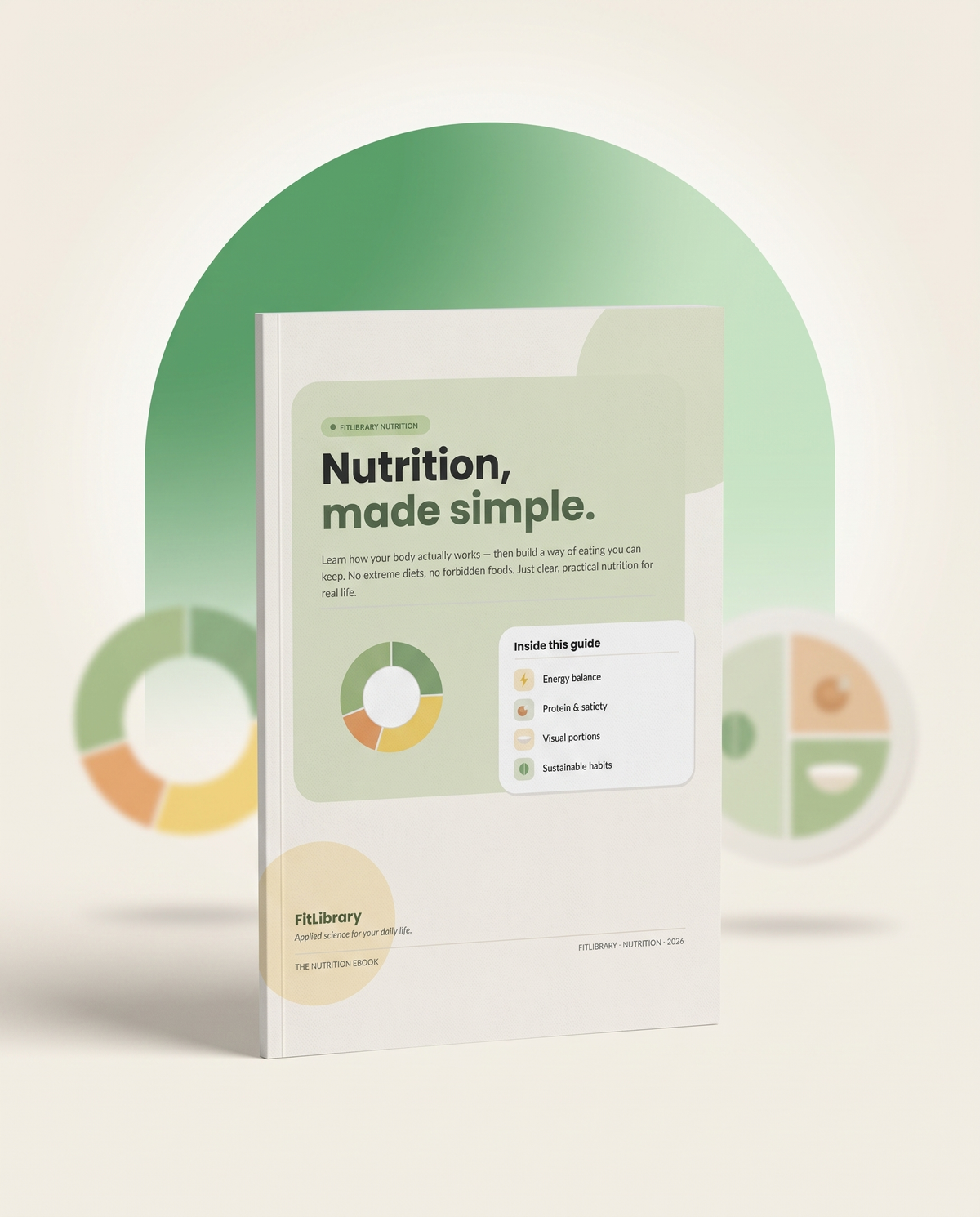 Cover of the FitLibrary Nutrition eBook, a visual nutrition guide