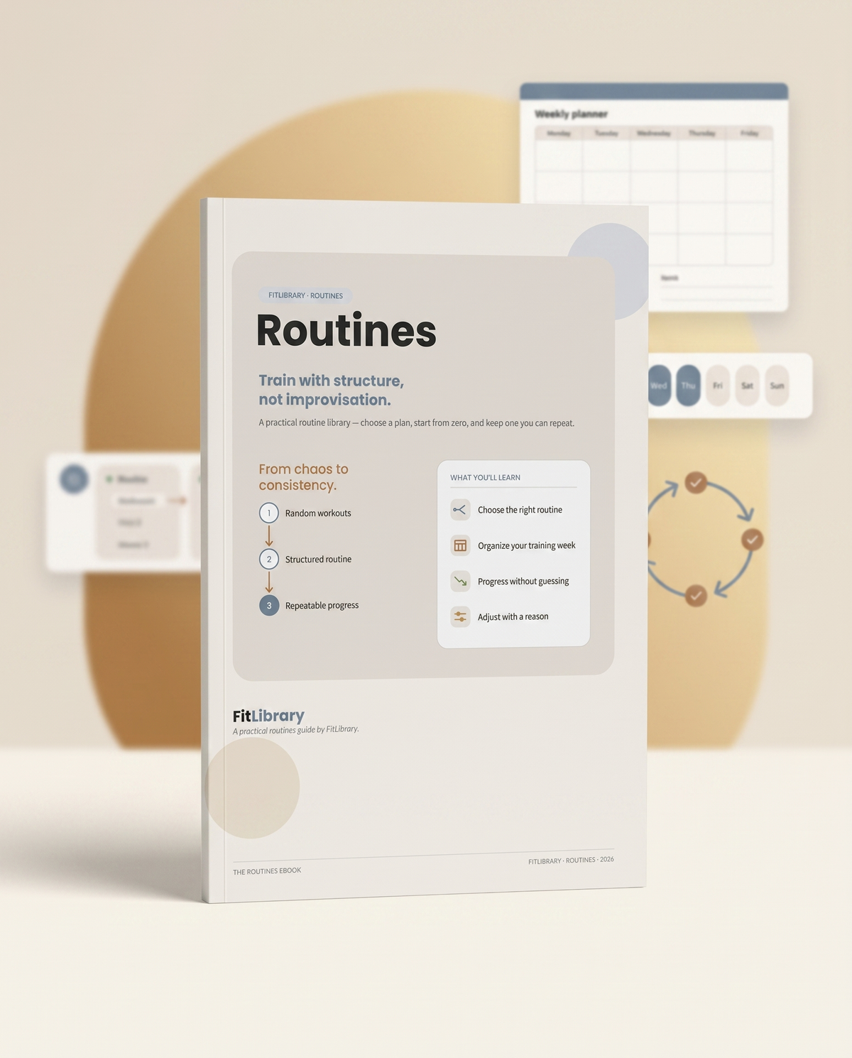Cover of the FitLibrary Routines eBook, a visual workout-routines guide