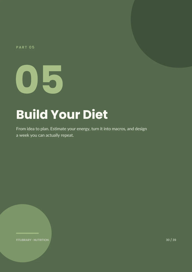 Nutrition Practical Pack opening page introducing the Build Your Diet printable section.